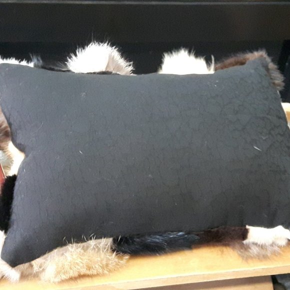 Handmade Genuine Vintage Real Fur Patchwork Pillow - Picture 12 of 12